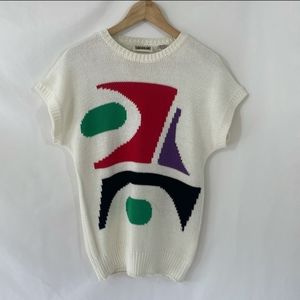 Vintage Country Suburbans Abstract Short Sleeve Sweater